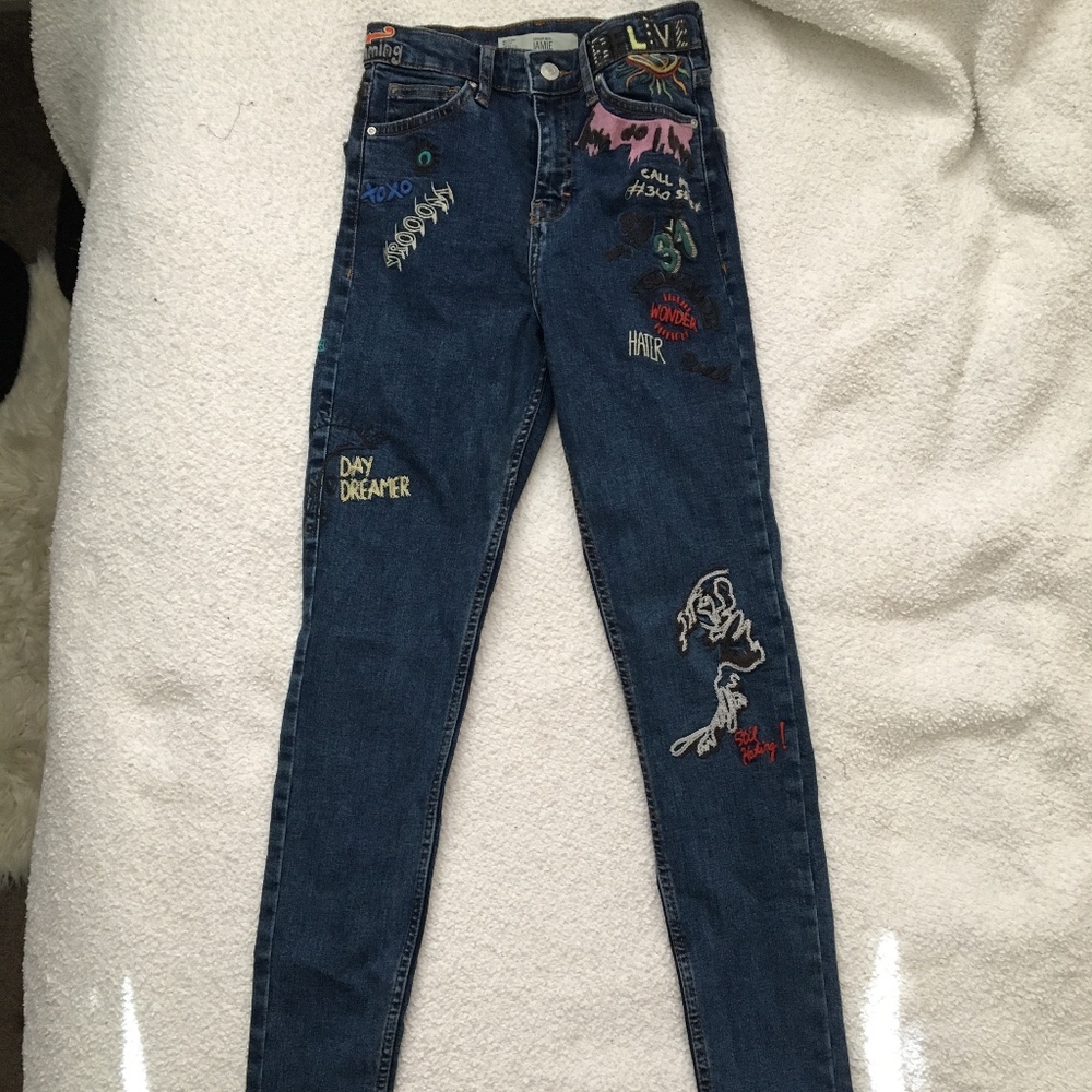 Topshop Jamie Skinny Jeans With Patches